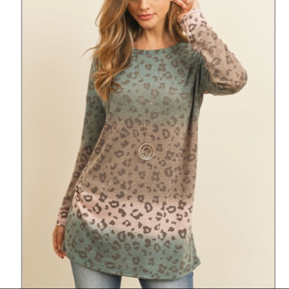 Color Bock, Animal Print Tunic Top - Picture 9 of 9